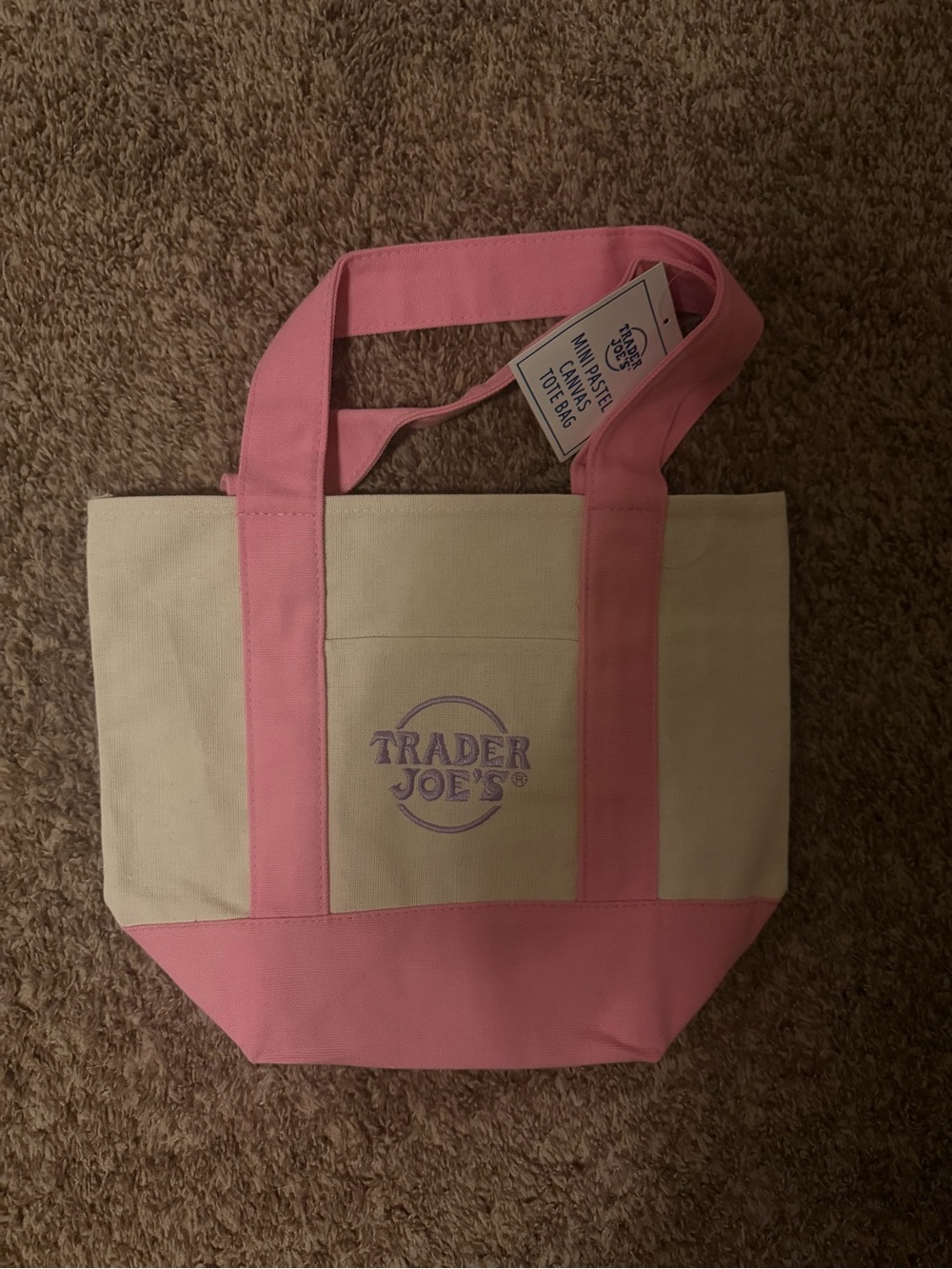 Trader Joe’s Mini Pastel Canvas Tote Bag Spring 2026 Pink